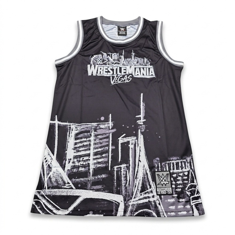 WWE WrestleMania 42 Las Vegas Basketball Jersey Mens Medium Black Skyline 2026